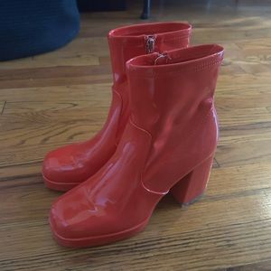 Steve Madden Red Boots, PU, size 8.5